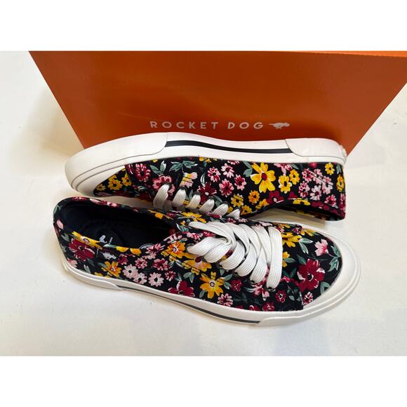 Rocket Dog Floral Jumpin Margate Lace Up Sneakers Sz 11 Women’s NIB Casual Blk - Picture 9 of 12
